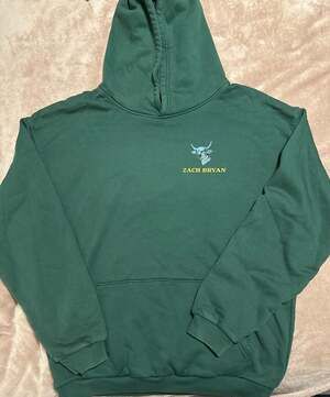 Zach Bryan Bull Logo Graphic Hoodie Green Size Large